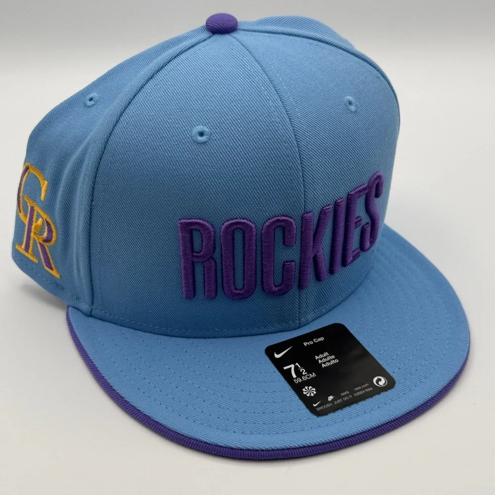 Nike Colorado Rockies Pro Cap Hat Mens Size 7 1/2 Blue Purple NB18-4NA-DNV-7DG